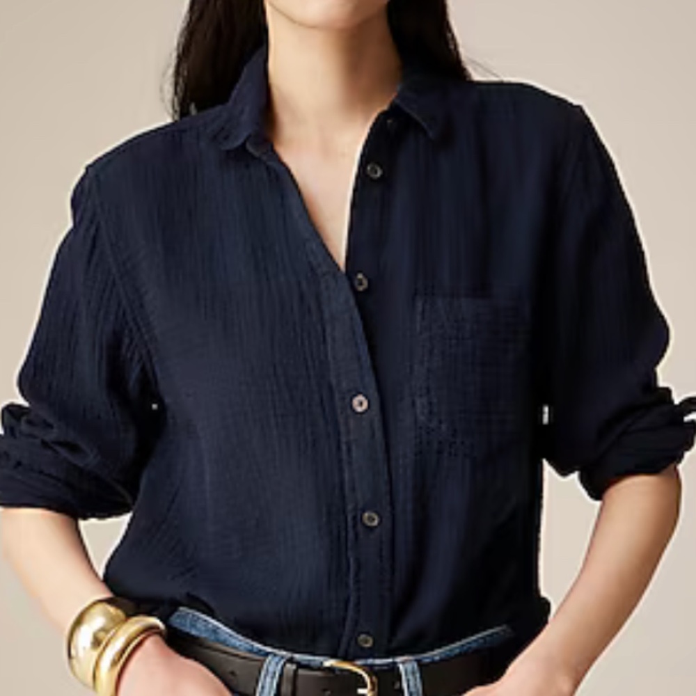 J.Crew Garcon Classic Double-Gauze Shirt - NAVY Blue Size 16